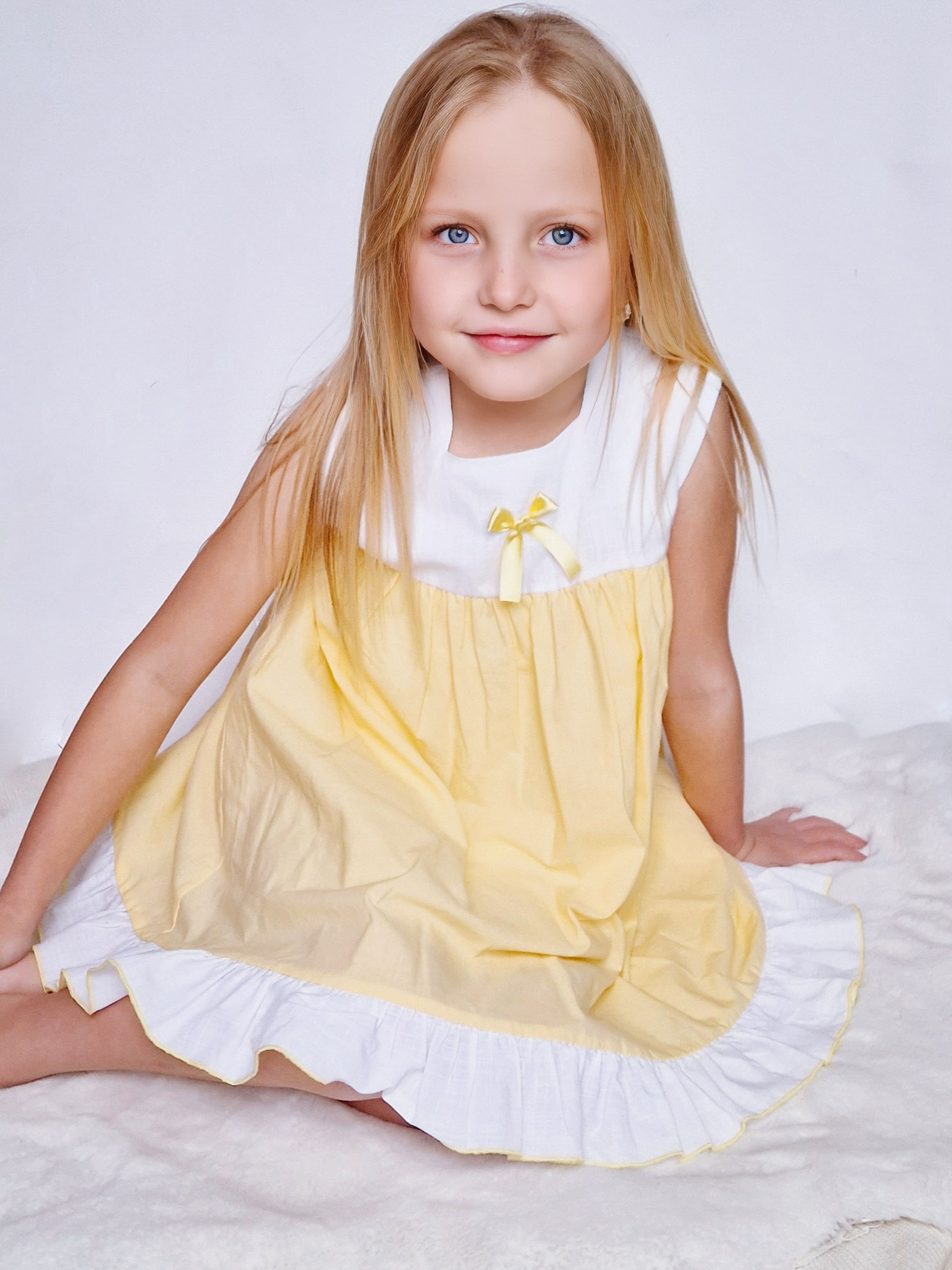 SS23 Lor Miral Girls Yellow Bow Dress 31416 3 . Al Py 