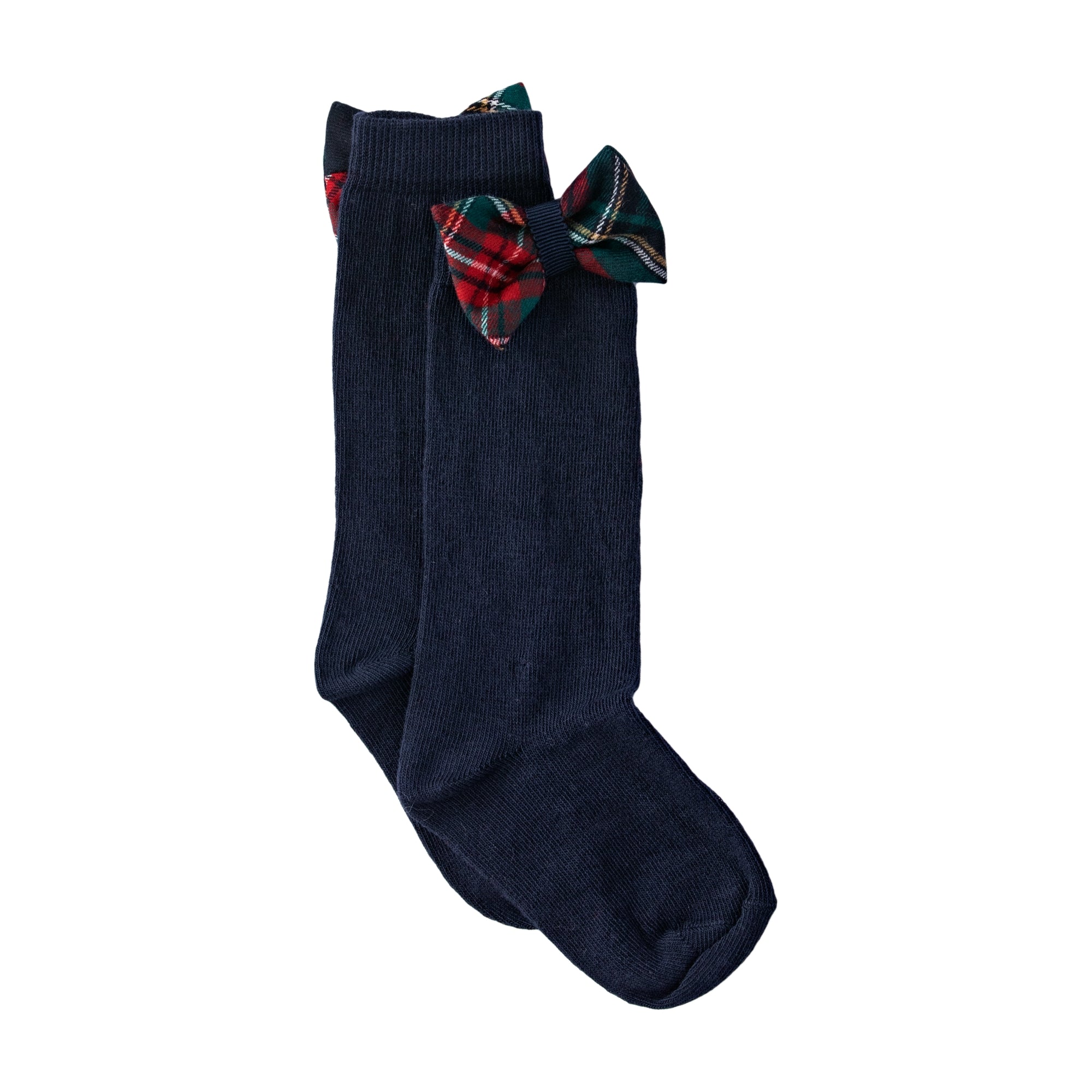 AW22 Patachou Girls Navy Blue Tartan Bow Knee High Socks – Liquorice Kids