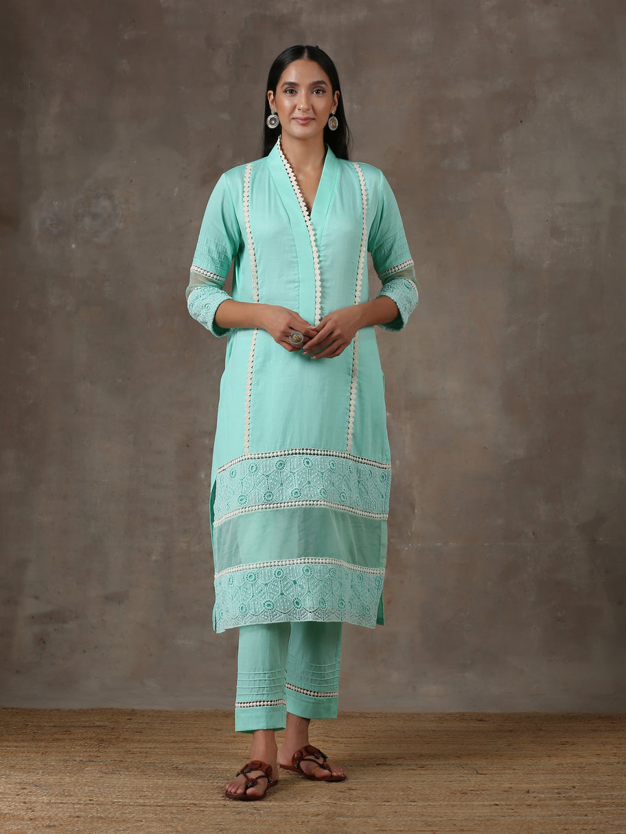 Ready Made Party Wear Blue Georgette Work Kurti | Indian Kurtis in USA –  Ria Fashions