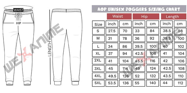 Joggers Size Chart - Wexanime