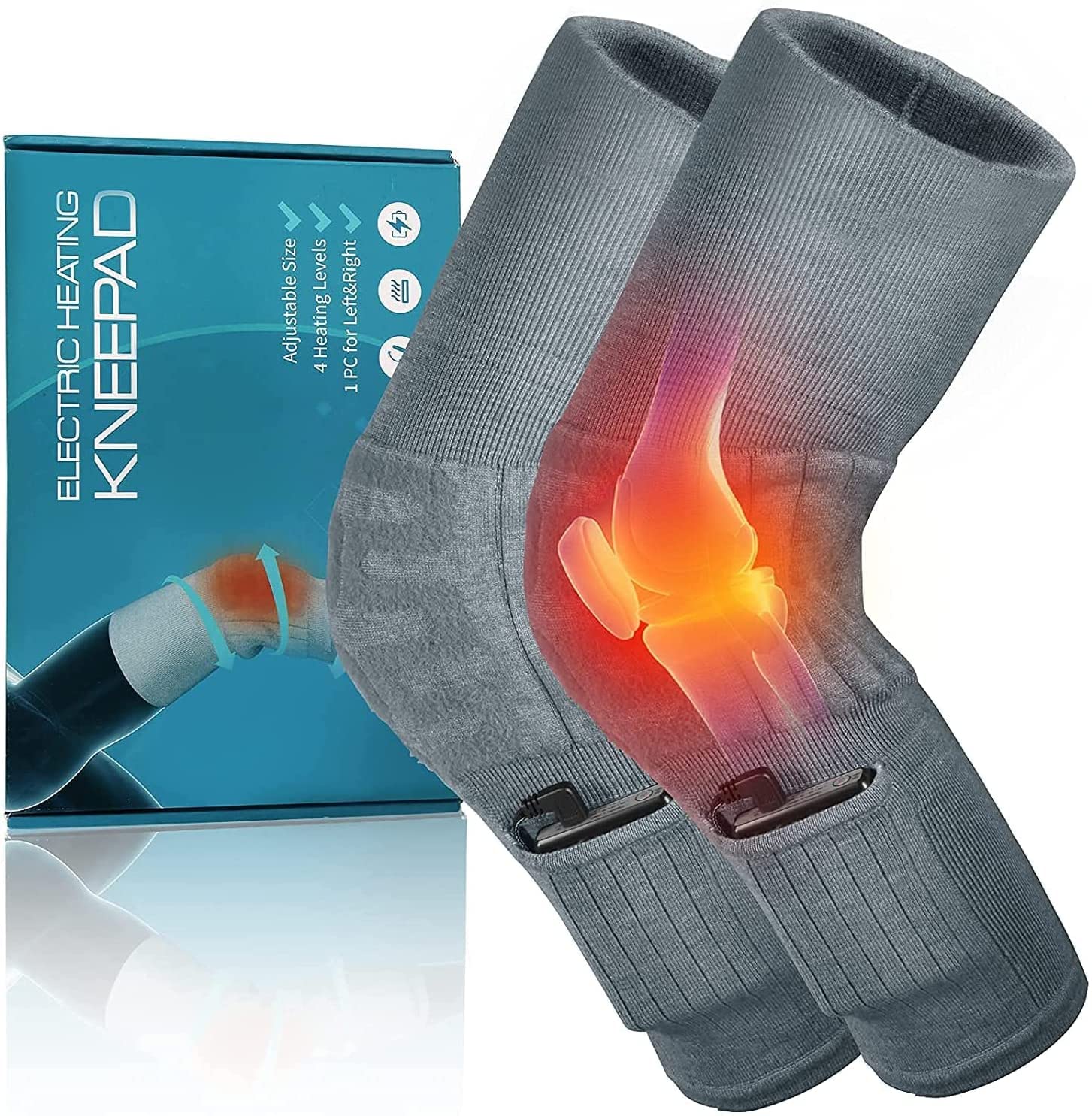 Heated Knee Brace Wrap, 4 Level Adjustable Heated Knee Pad, Rechargeab –  KitchekShop