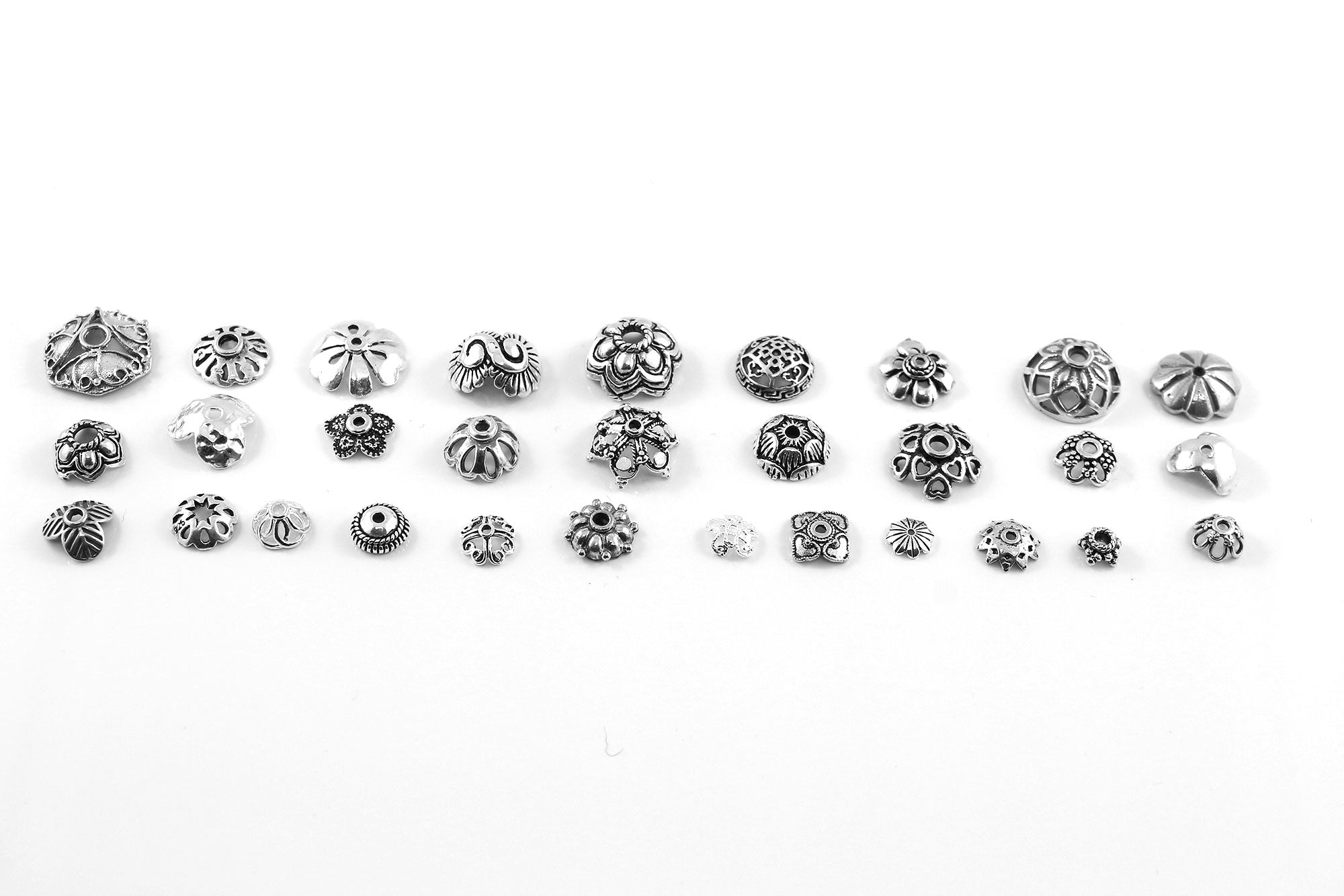 Sterling Silver Fancy and Plain Beads Caps