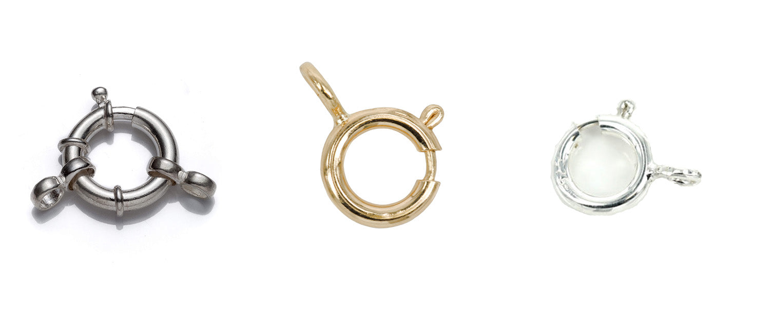 Gold and Sterling Silver Spring Ring Clasps