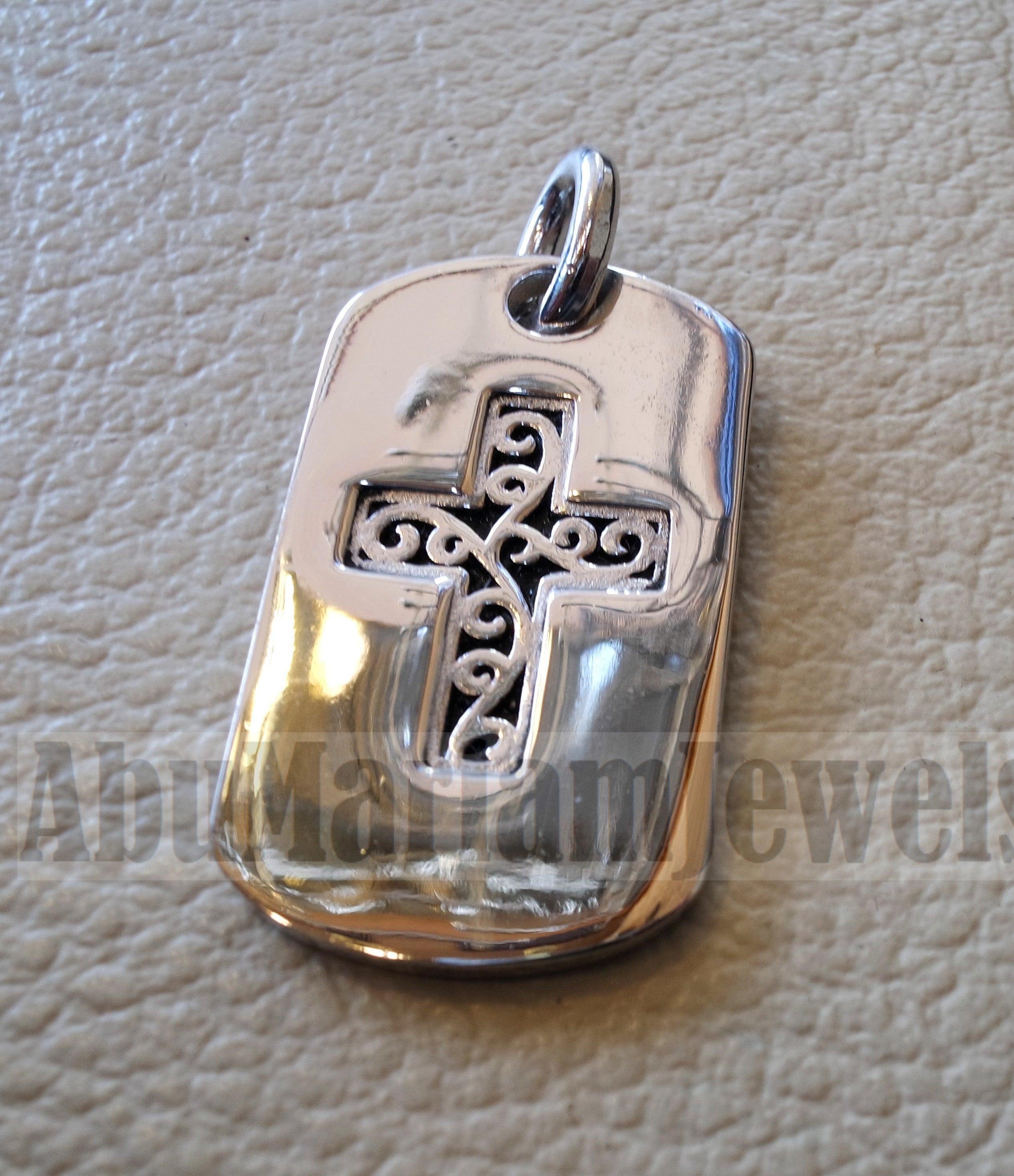 Heavy cross pendant sterling silver 925 middle eastern style religious ...