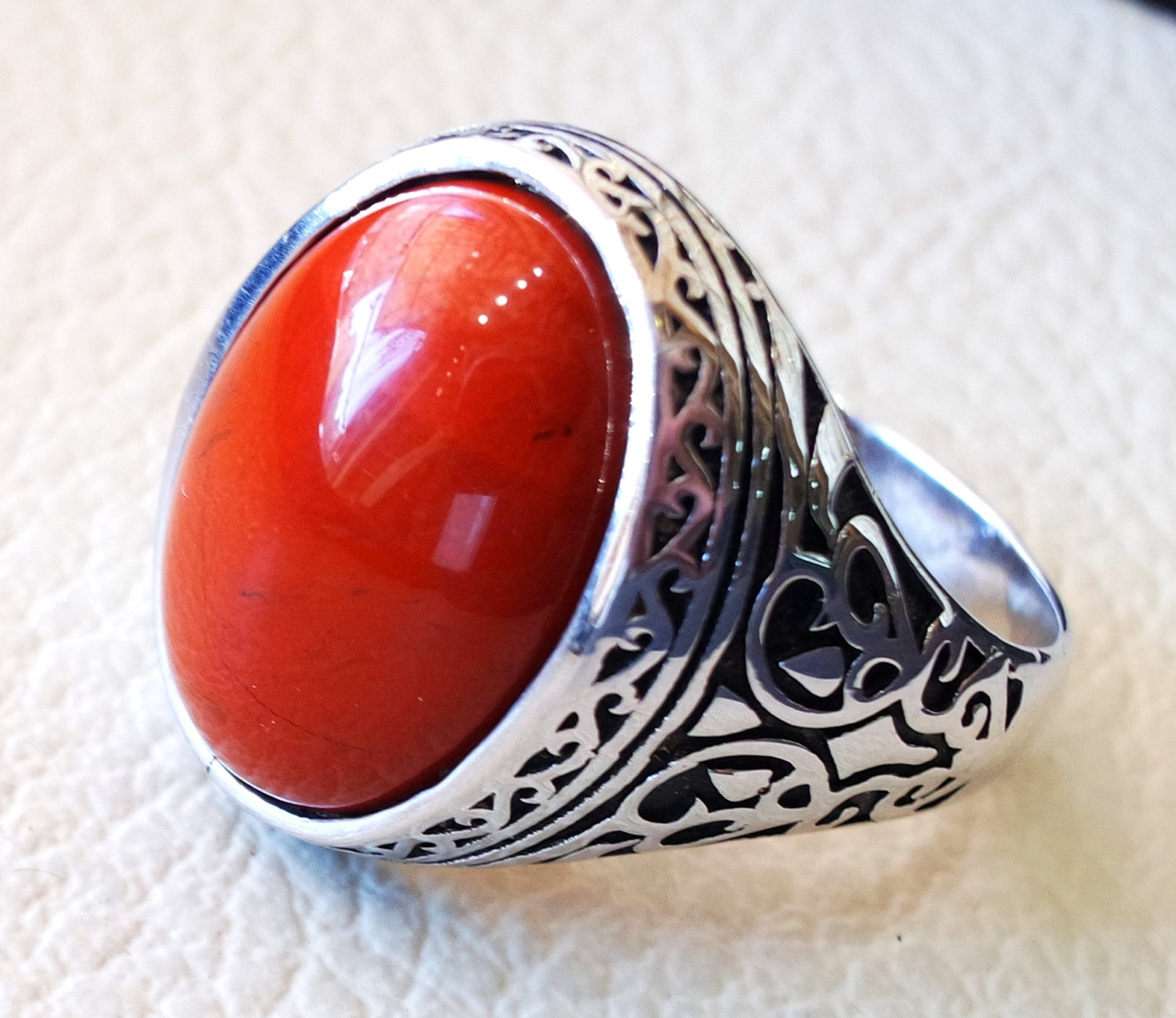 pure red jasper man ring stone natural aqeeq gem sterling silver 925 r ...