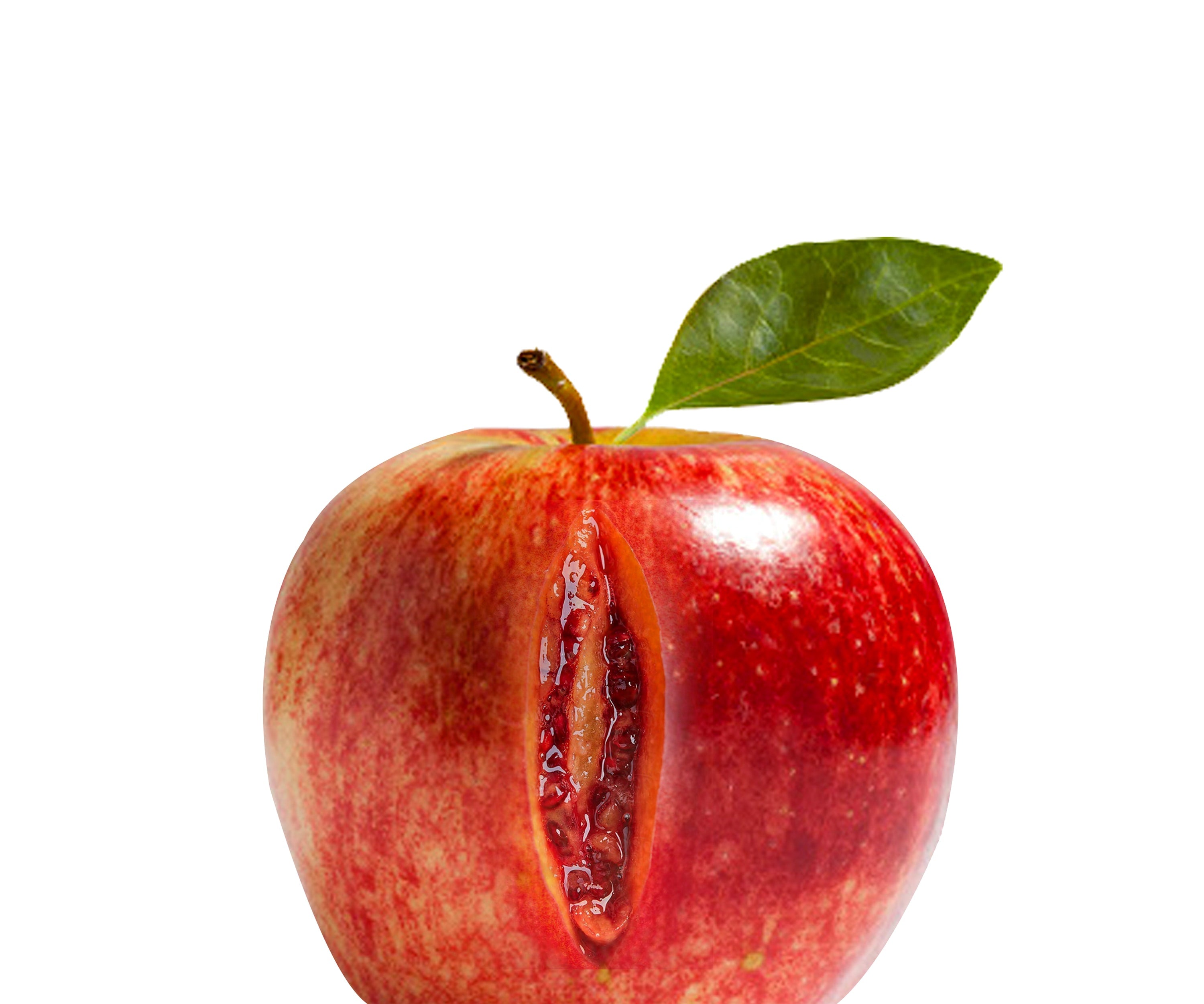 pomme avec une fente en forme de grenade, forme vulgaire