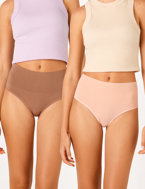 2 Pack Seamless Smoothies Full Brief - Almond/Sunset Sand