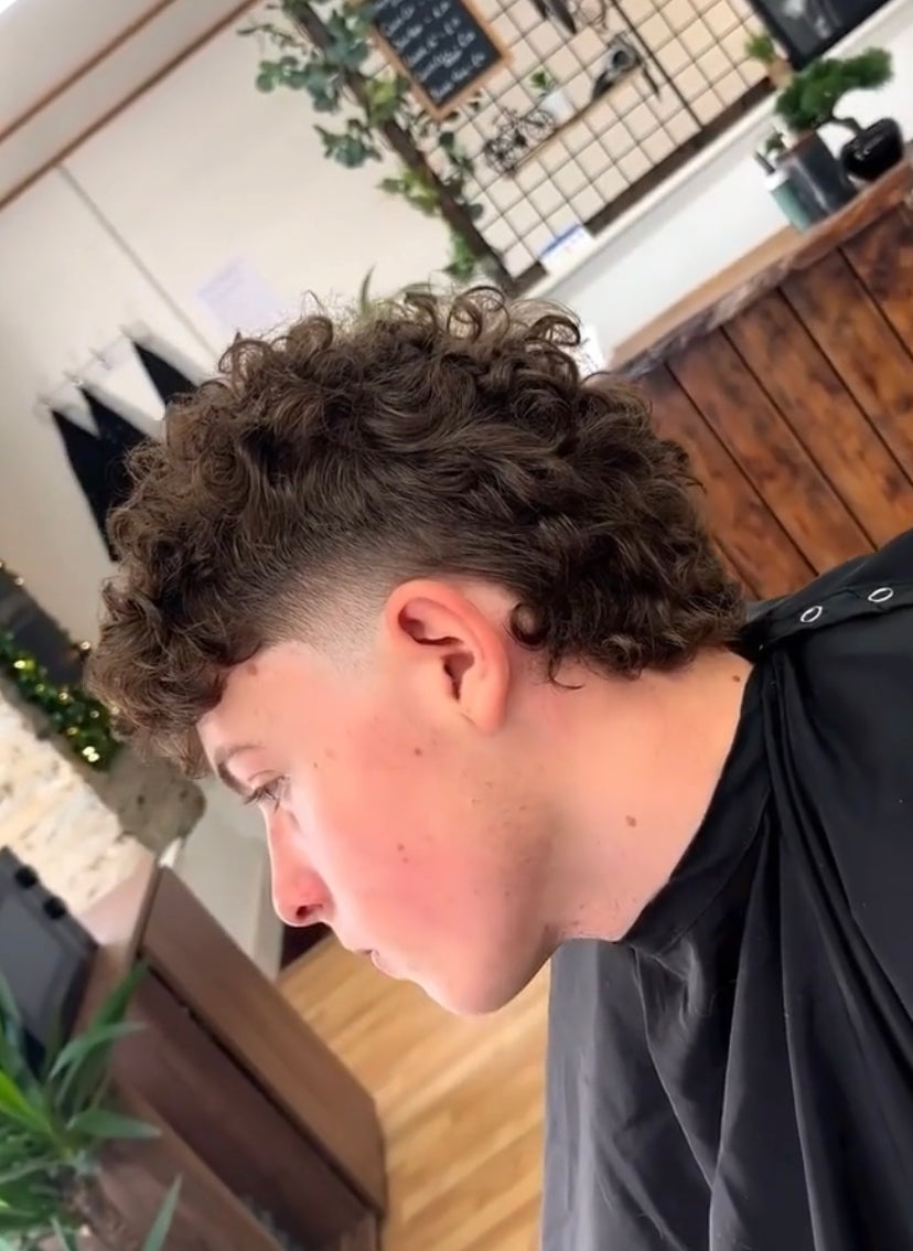 Mens Curly Mullet Example
