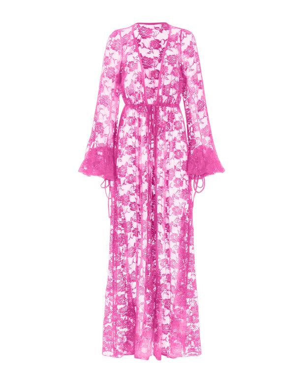 LACE GLAMOUR DRESSING GOWN // HOT PINK