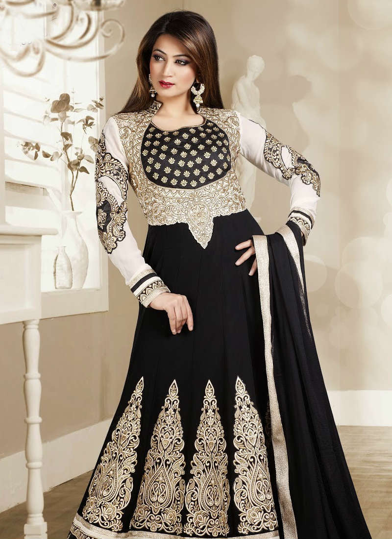 black and white anarkali dress