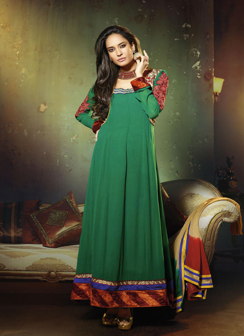 Dark Green Heavy Designer Mirror Work Anarkali Suit  Indian Heavy Anarkali  Lehenga Gowns Sharara Sarees Pakistani Dresses in USAUKCanadaUAE   IndiaBoulevard