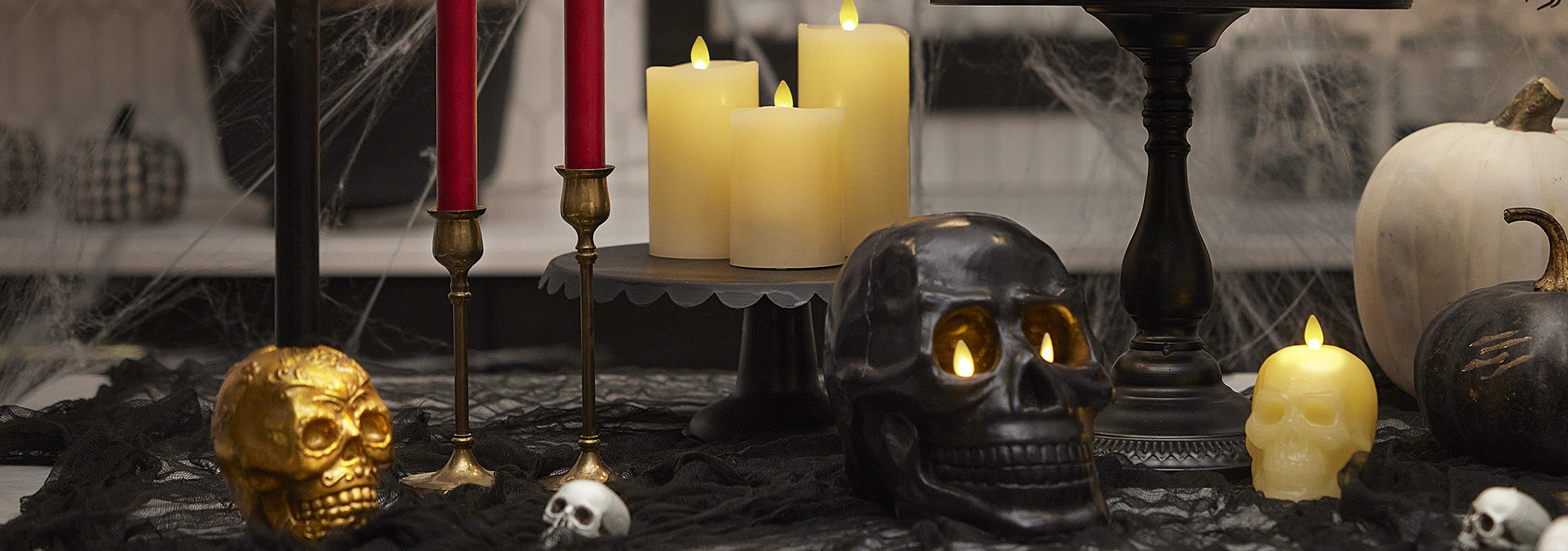 Luminara Large Black Flameless Candle Skull Unscented - 5.85 x 7.5