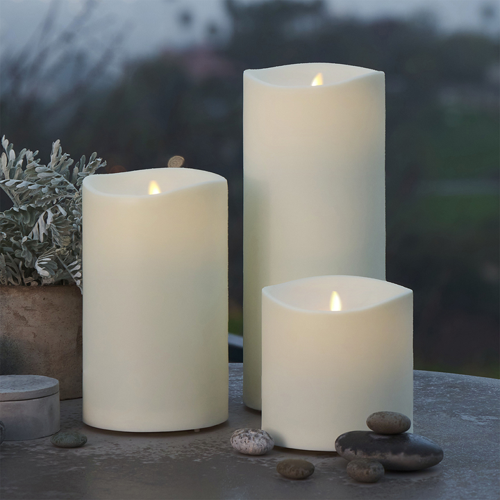 Ivory Flameless Candle Pillar - Melted Top - 3