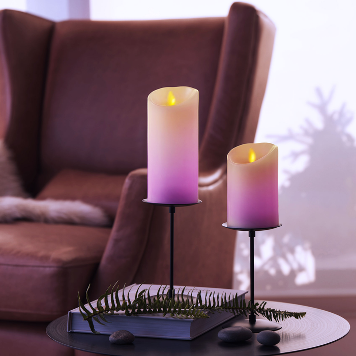 Raspberry Sorbet Flameless Candle Heart Pillar – Luminara