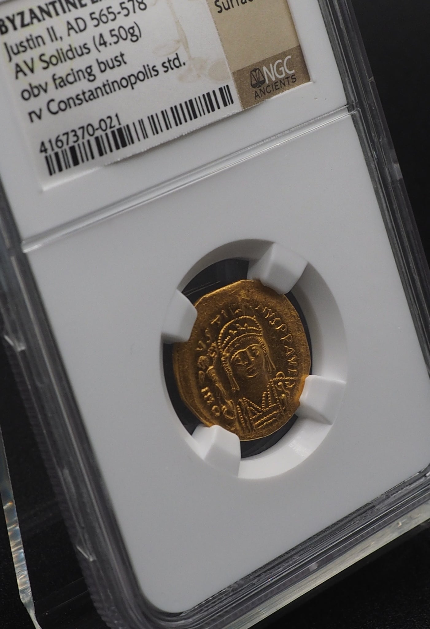 527-565年 ビザンツ帝国 ビザンチン 金貨 NGC アンティークコイン - 旧 
