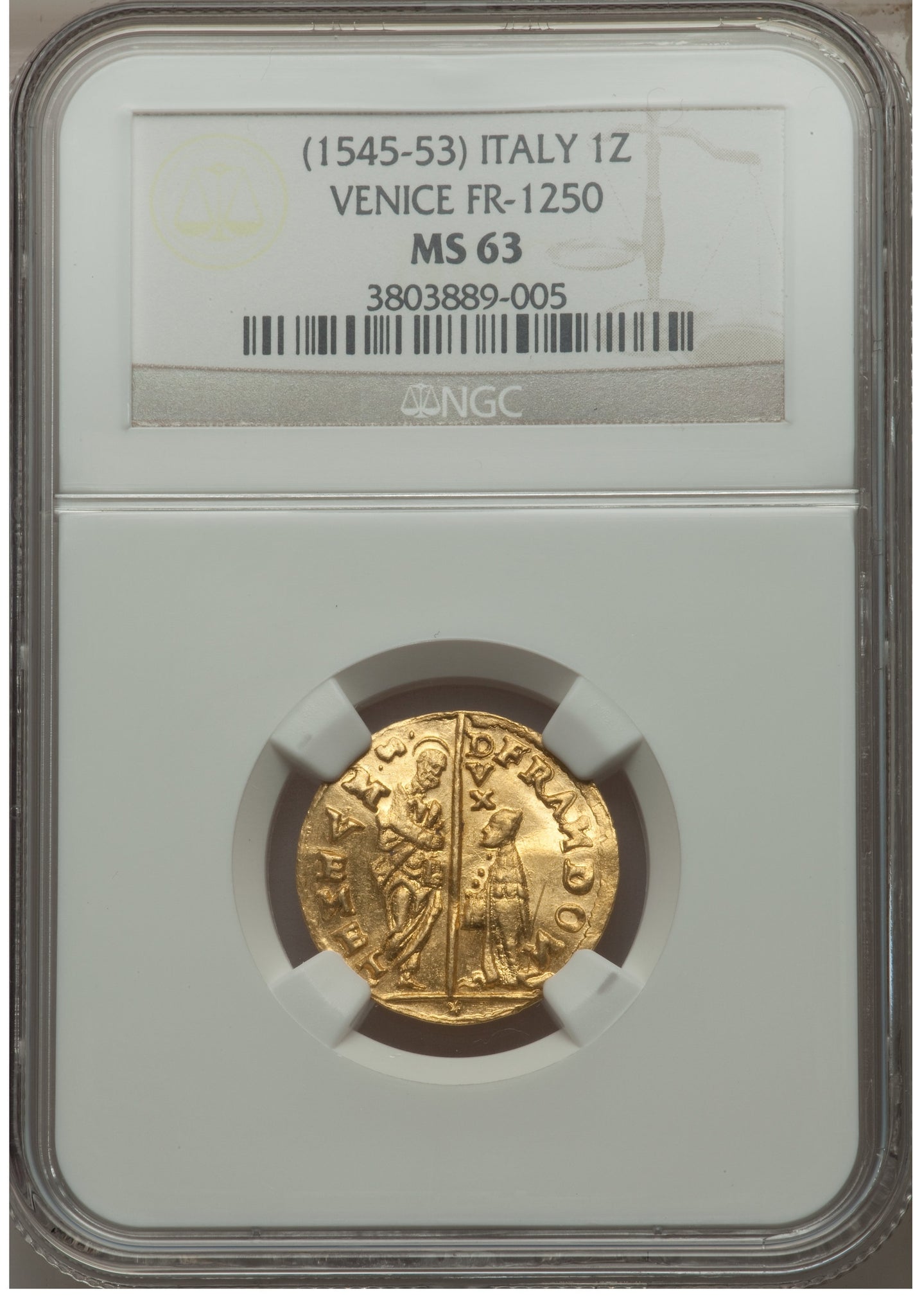 イタリア 1741-1752年 ゼッキーノ金貨 NGC XF-