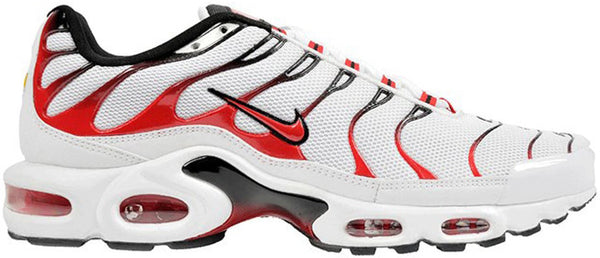 white and red nike tn