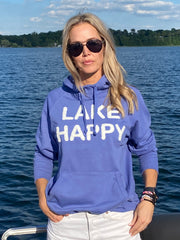 Lake happy sweatshirt hoodie on boat