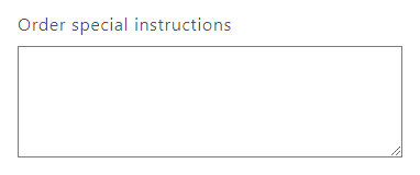 Order Special Instructions text field in the cart