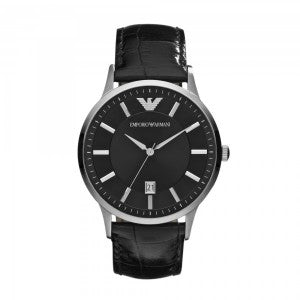 Emporio Armani Black Leather Classic Renato Watch