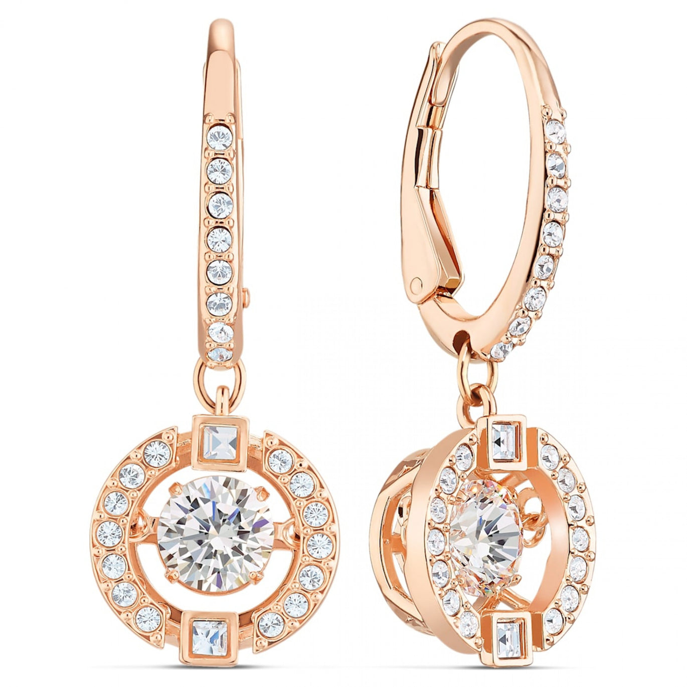 Swarovski Sparkling Dance Pierced Earrings White Rose Gold Tone Plated Free Delivery