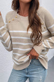 heart shaped button striped sweater