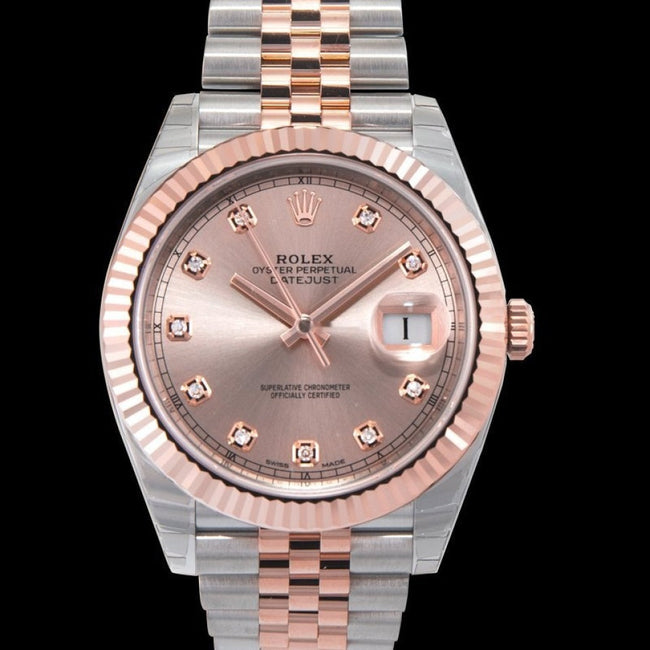 rolex datejust 41 rolesor everose