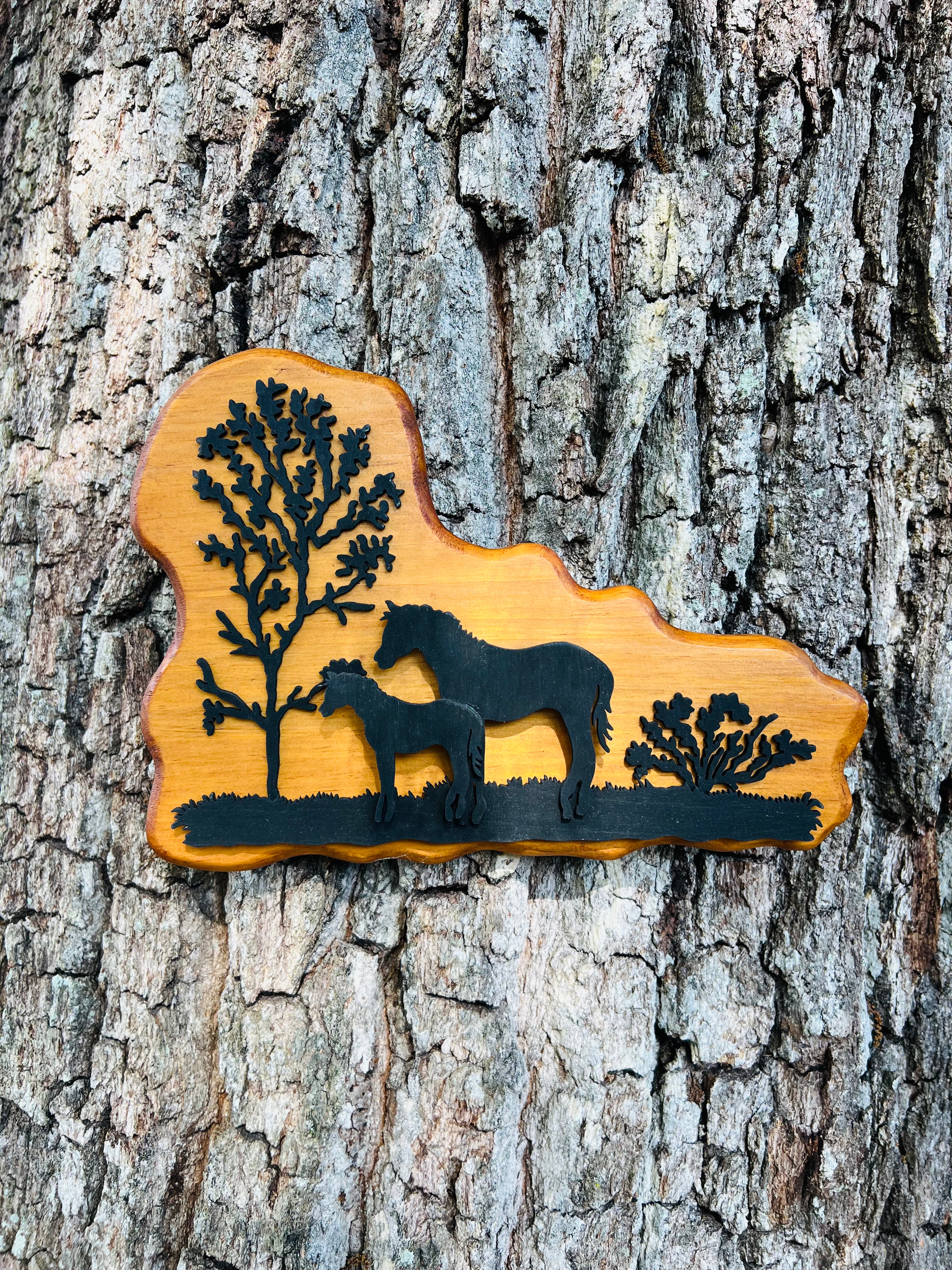 Two Horses Scroll Art