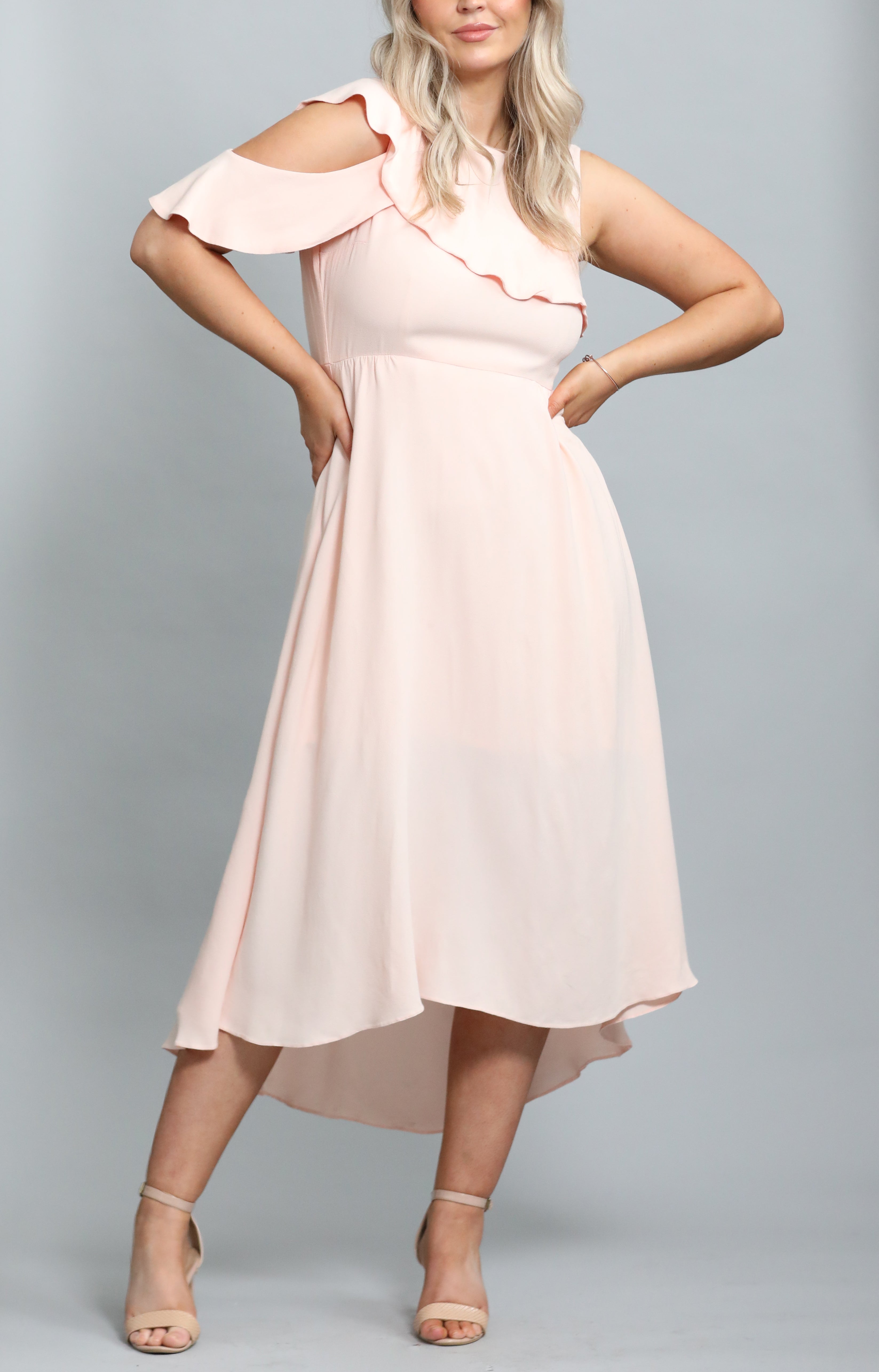 Maje Pink Asymmetric Riviera Dress