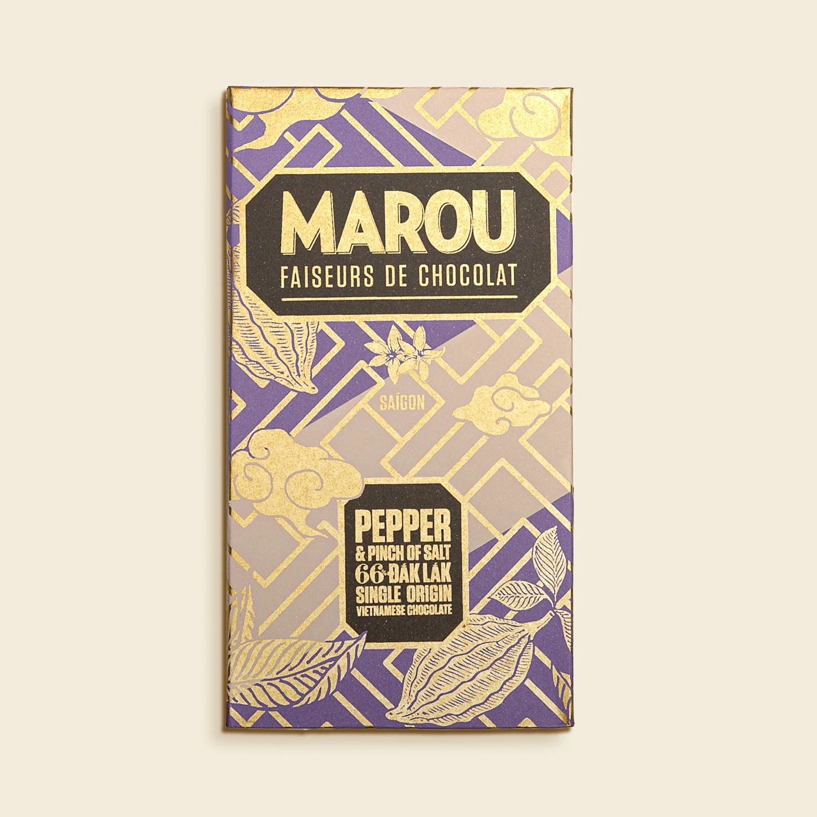 Pepper & Pinch of Salt Dak Lak 66% Chocolate bar - Marou Chocolate Singapore product image