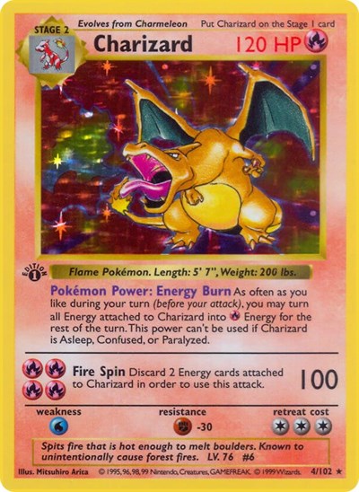 Charizard (Base Set (Shadowless)) Heavy Play Holofoil Unlimited