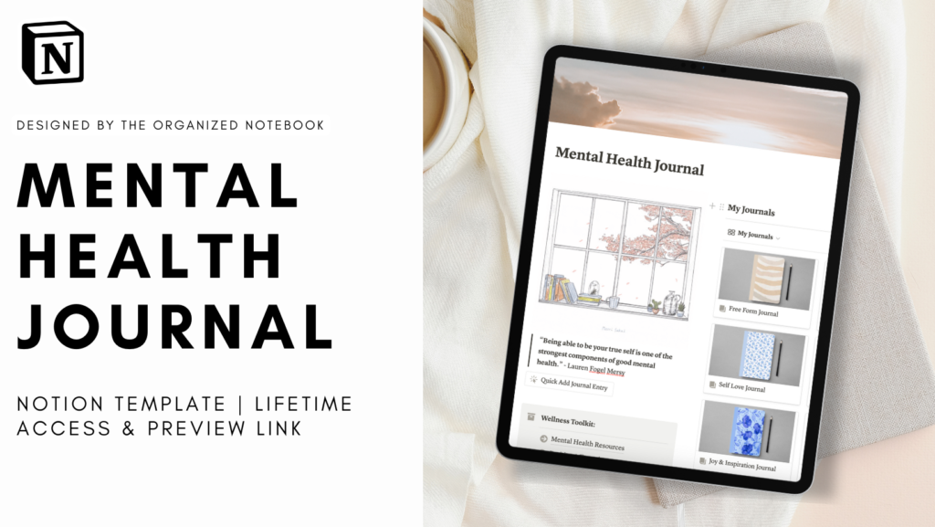 Mental health journal notion template