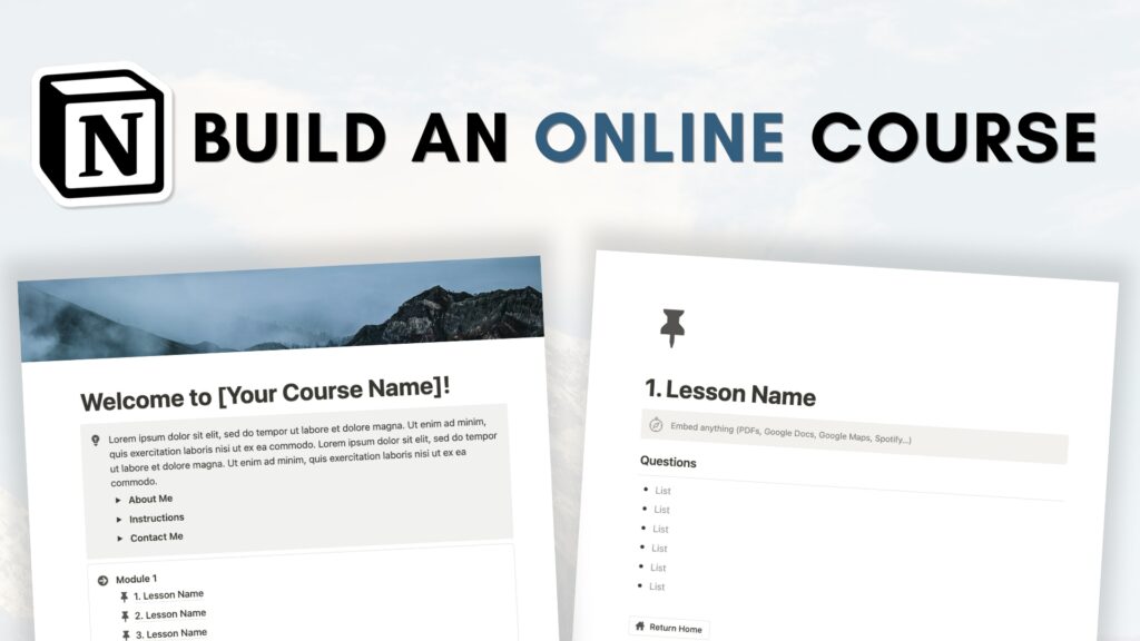 online course platform notion build with me