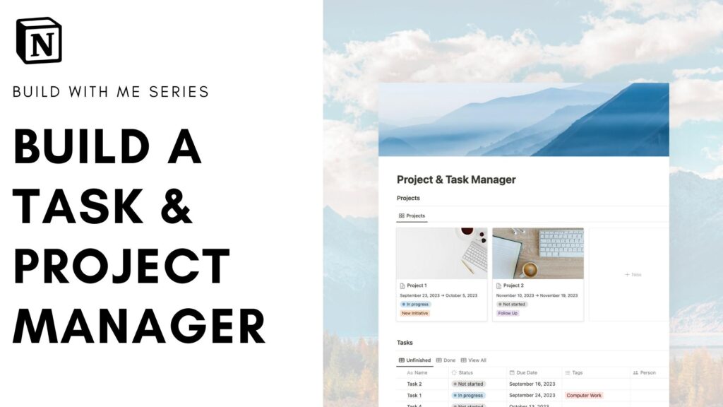 Project & task management notion template build with me