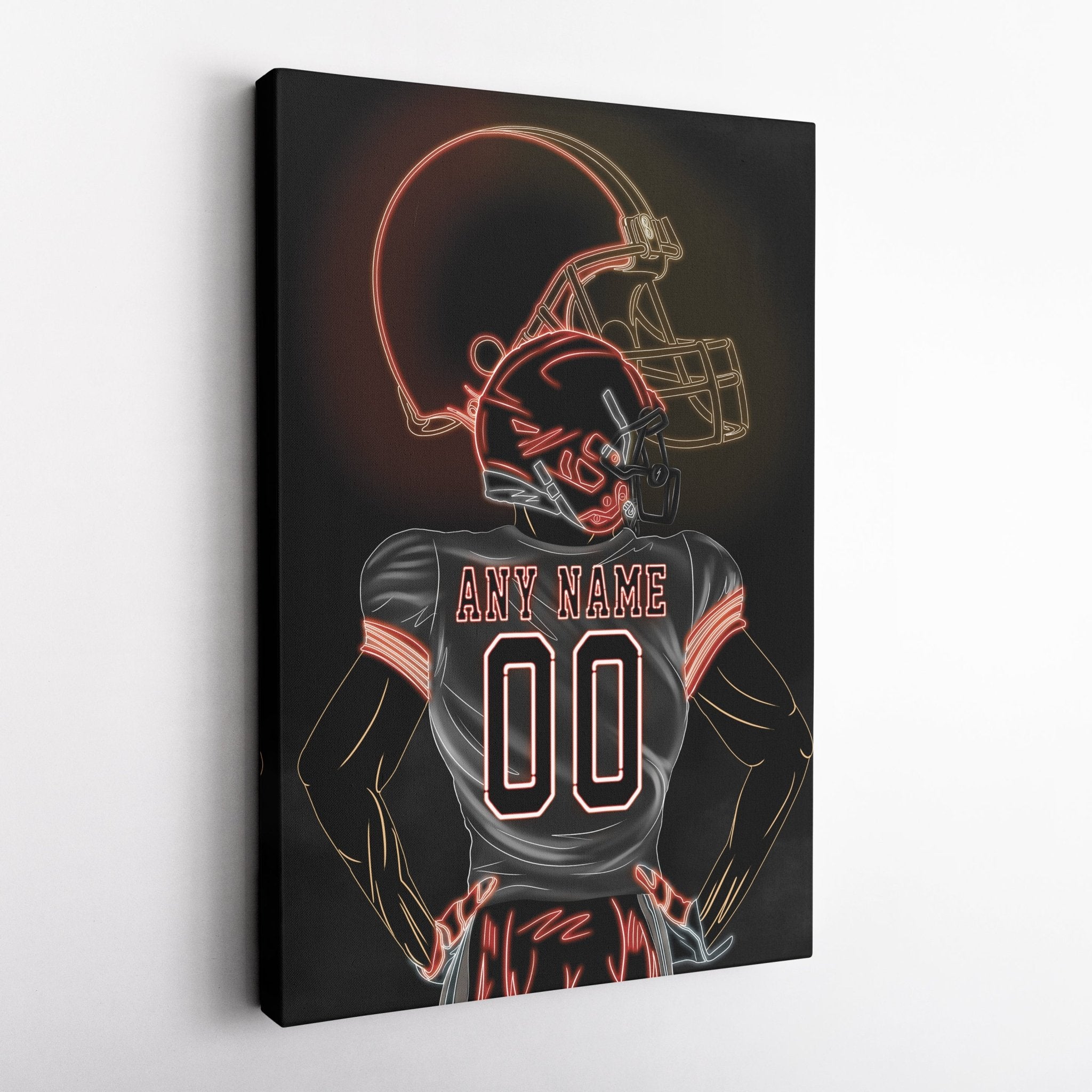 Cleveland Browns Personalized Jersey Canvas | Neon Wall Art