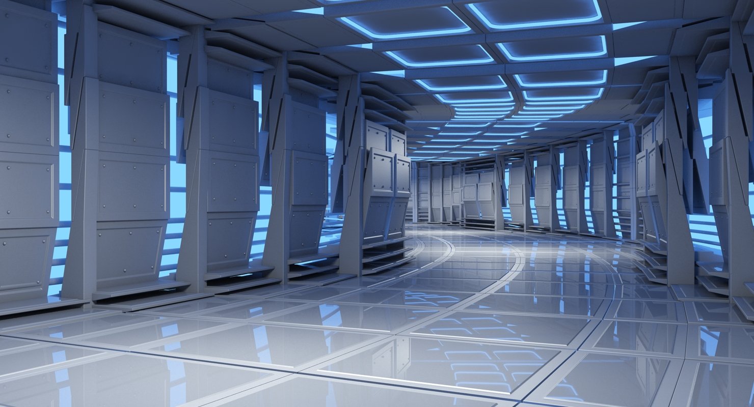 SciFi Futuristic Tunnel 8 3D Model WireCASE