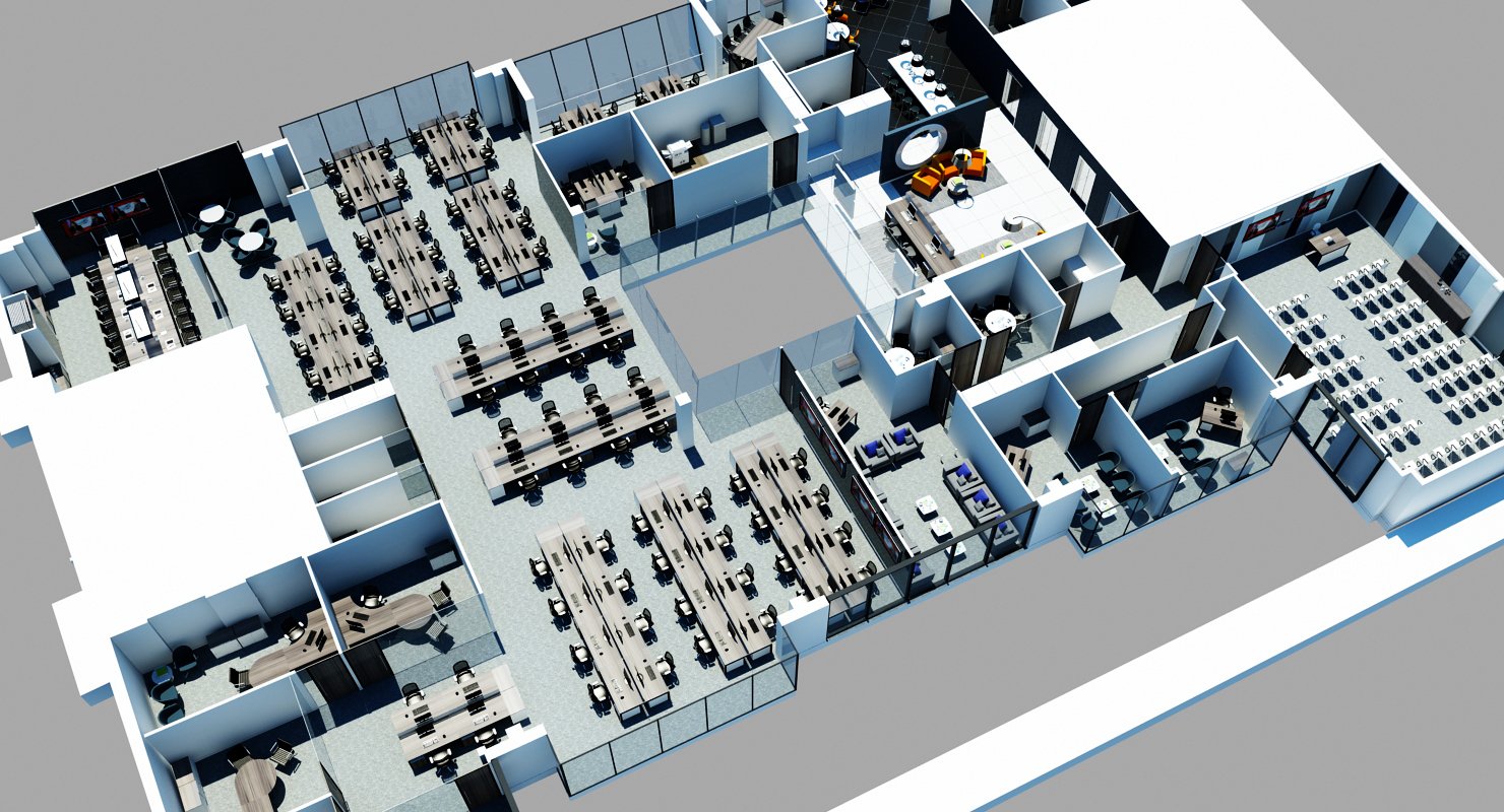 Full Office Interior 3D Model – WireCASE
