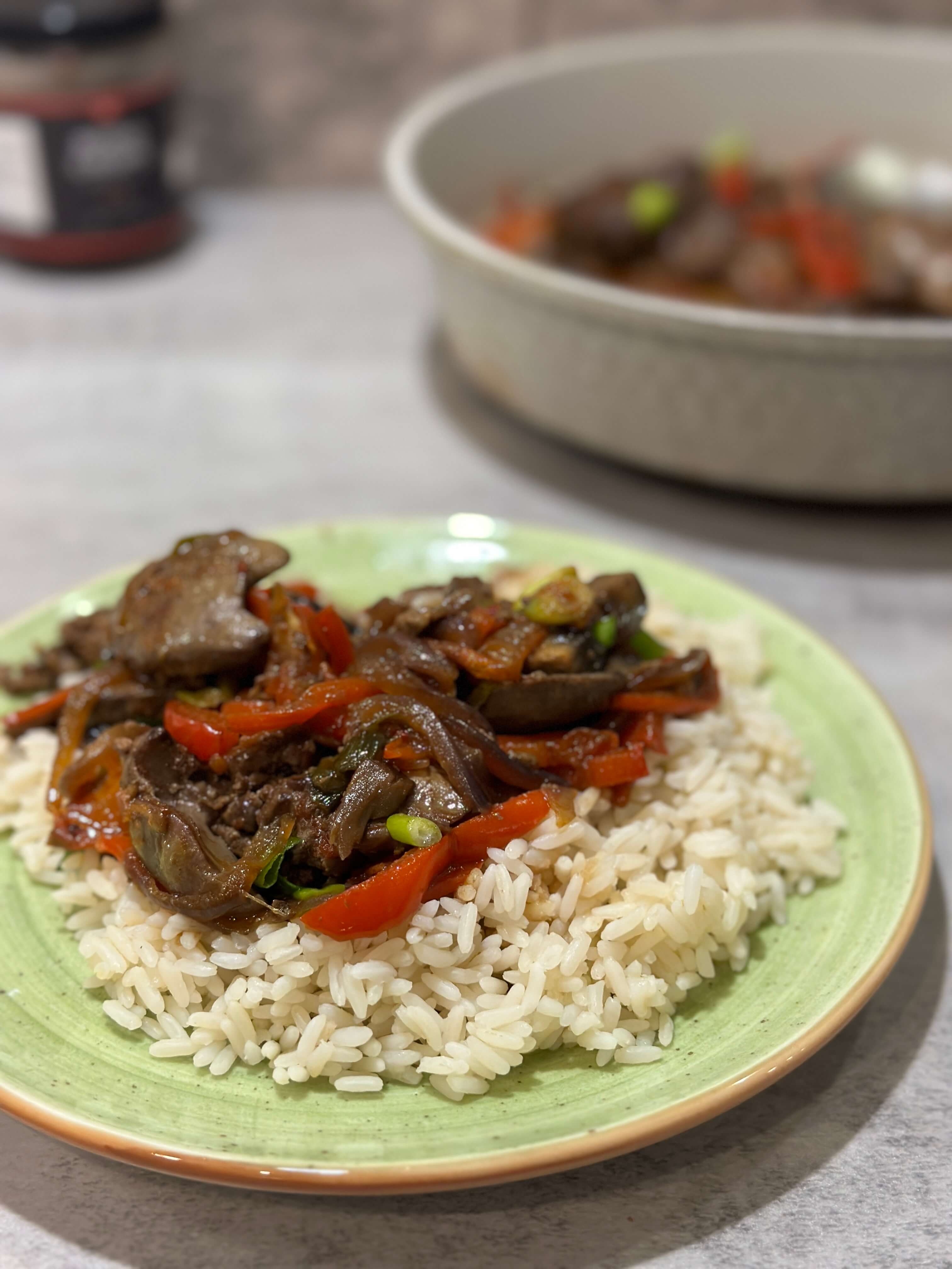 Chicken Liver Sauce and White Rice