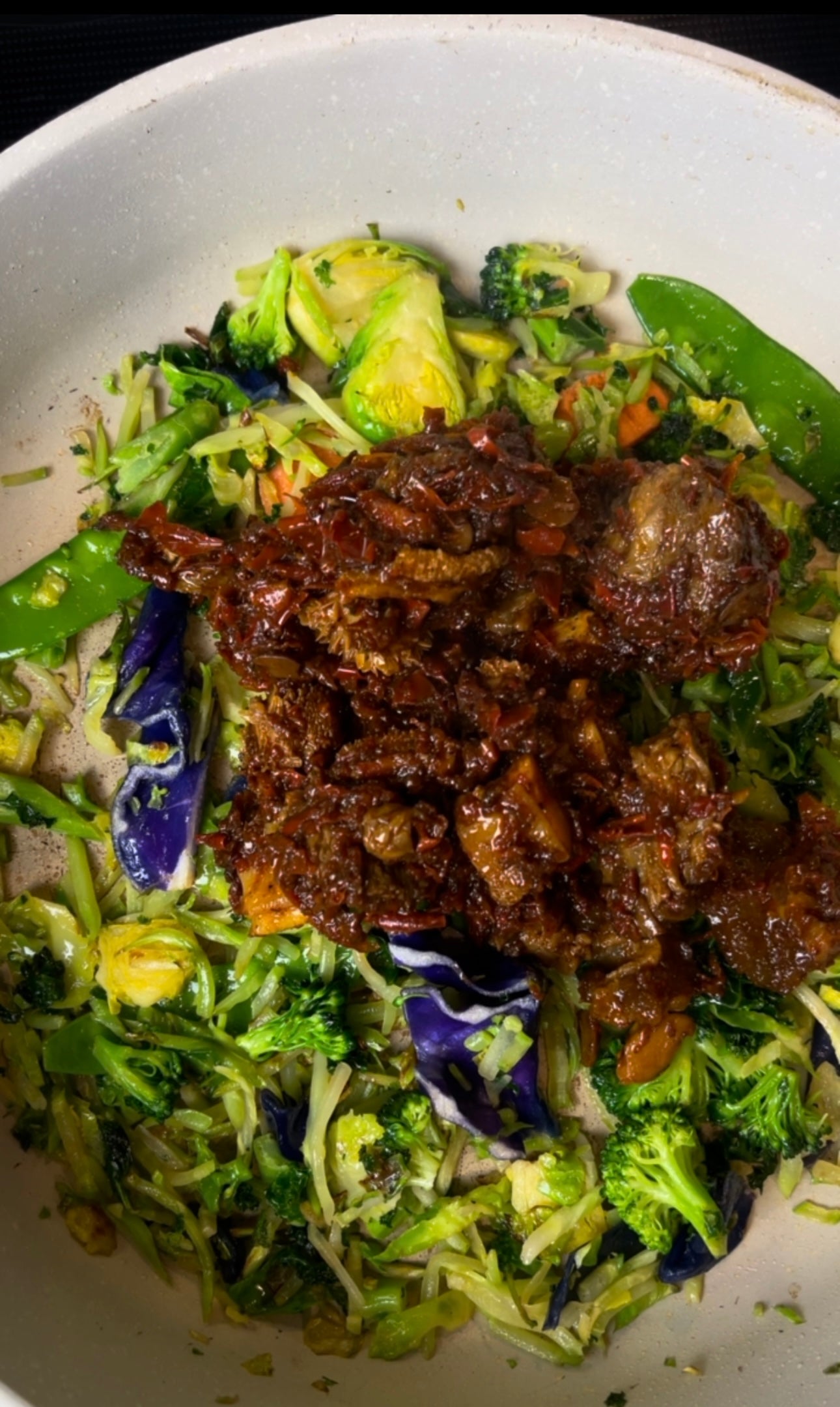 Stir Fry Vegetables and Ofada Stew