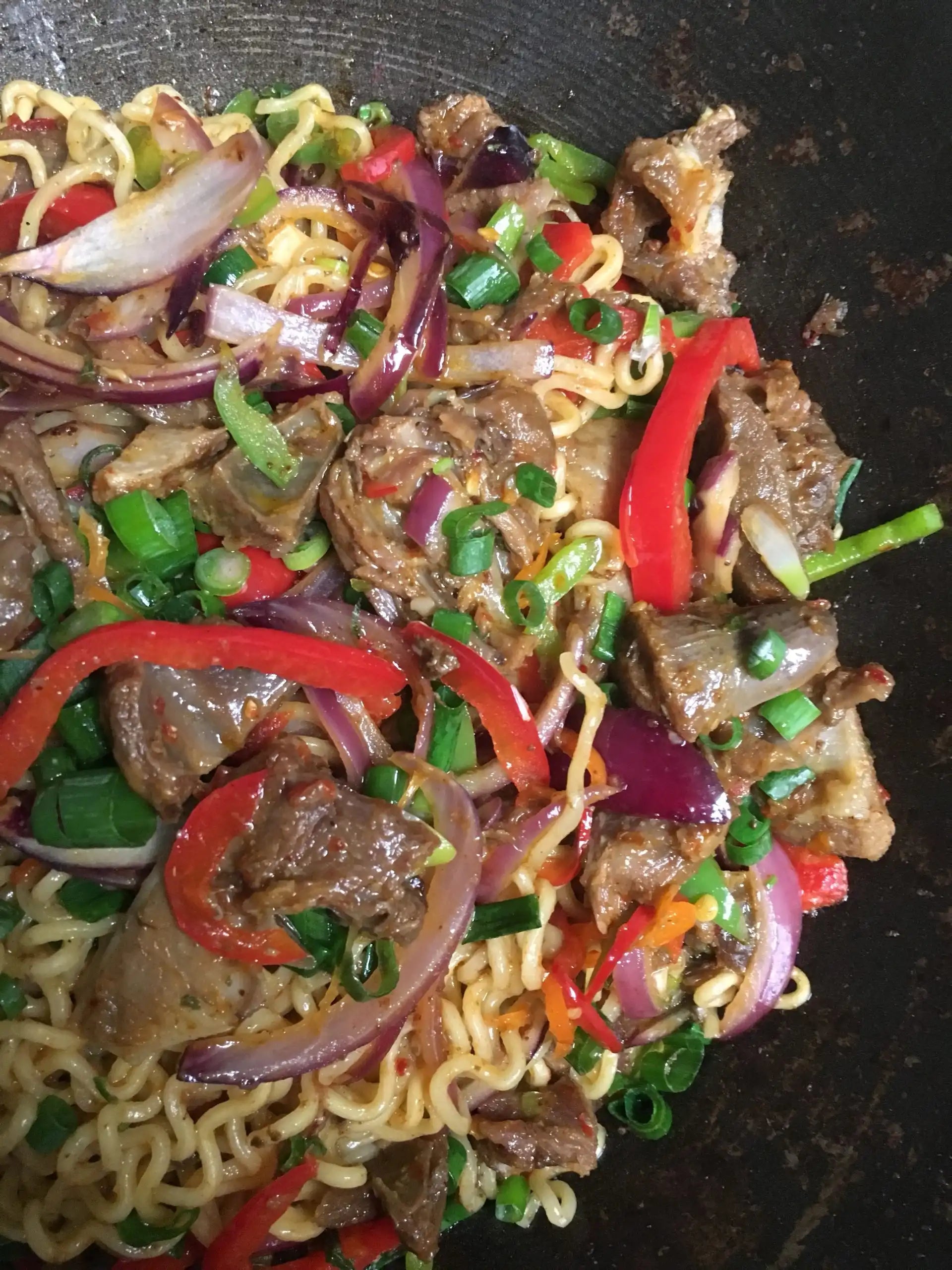 Spicy Goat Meat Noodles in a Pan