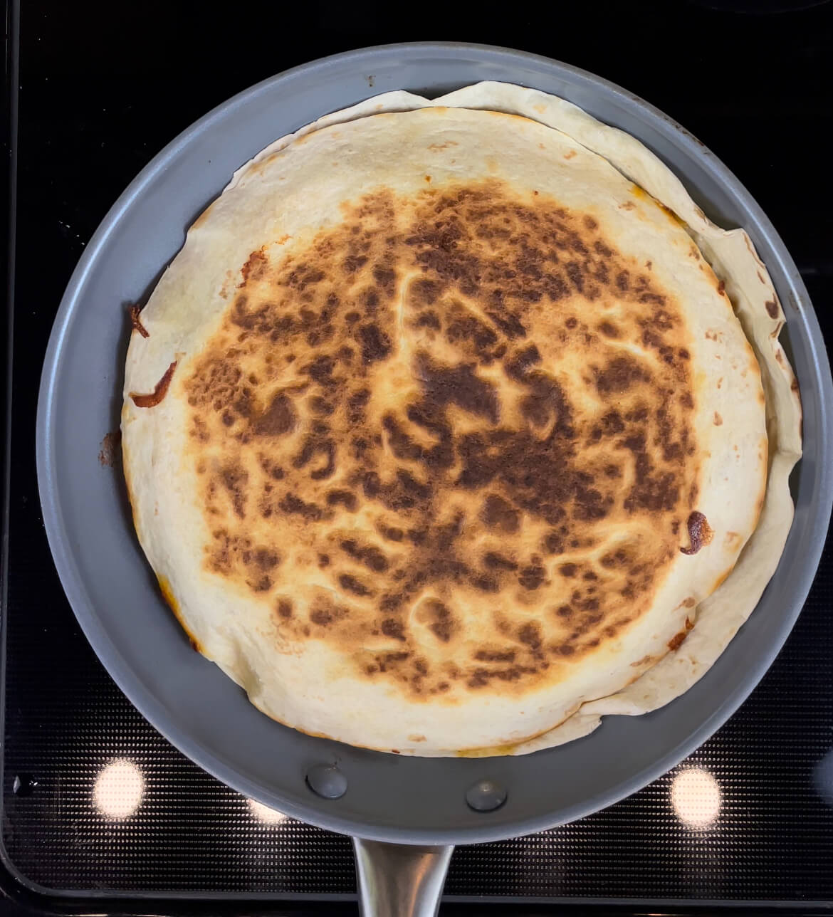 Stewed Beef Quesadilla Flipped