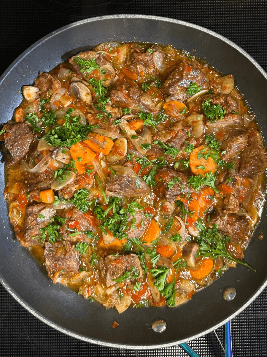 Stewed Beef Sauce in a Pan