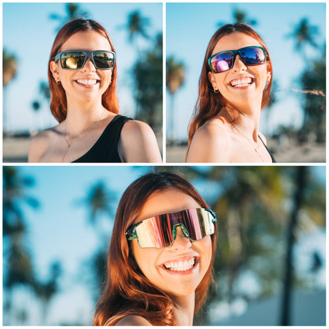 a woman with a heart face wearing sunglasses