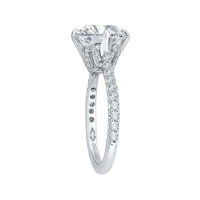 18k White Gold Classic Pave Diamond Engagement Ring QR0049K-40W-3.00