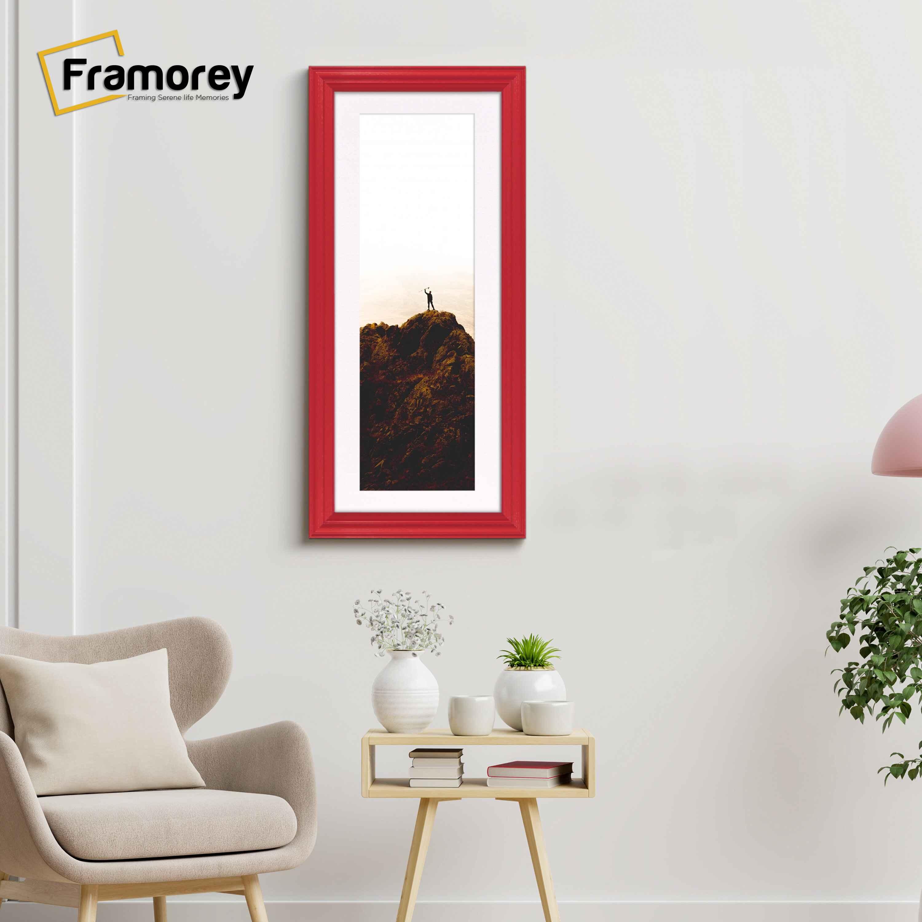  Antique Style Panoramic Red Picture Frame With White Mount Photo Frame