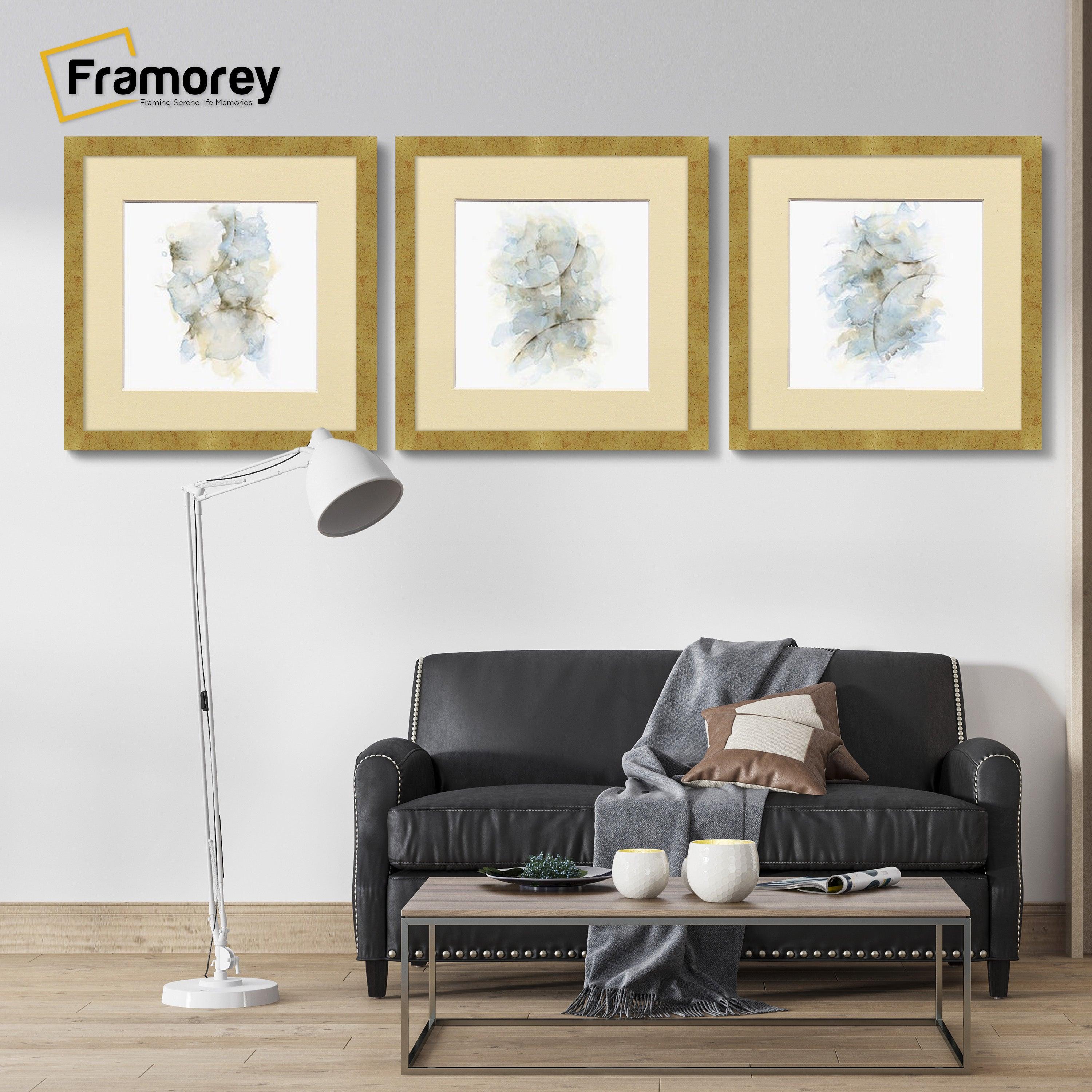 Square Size Gold Picture Frame With Ivory Mount