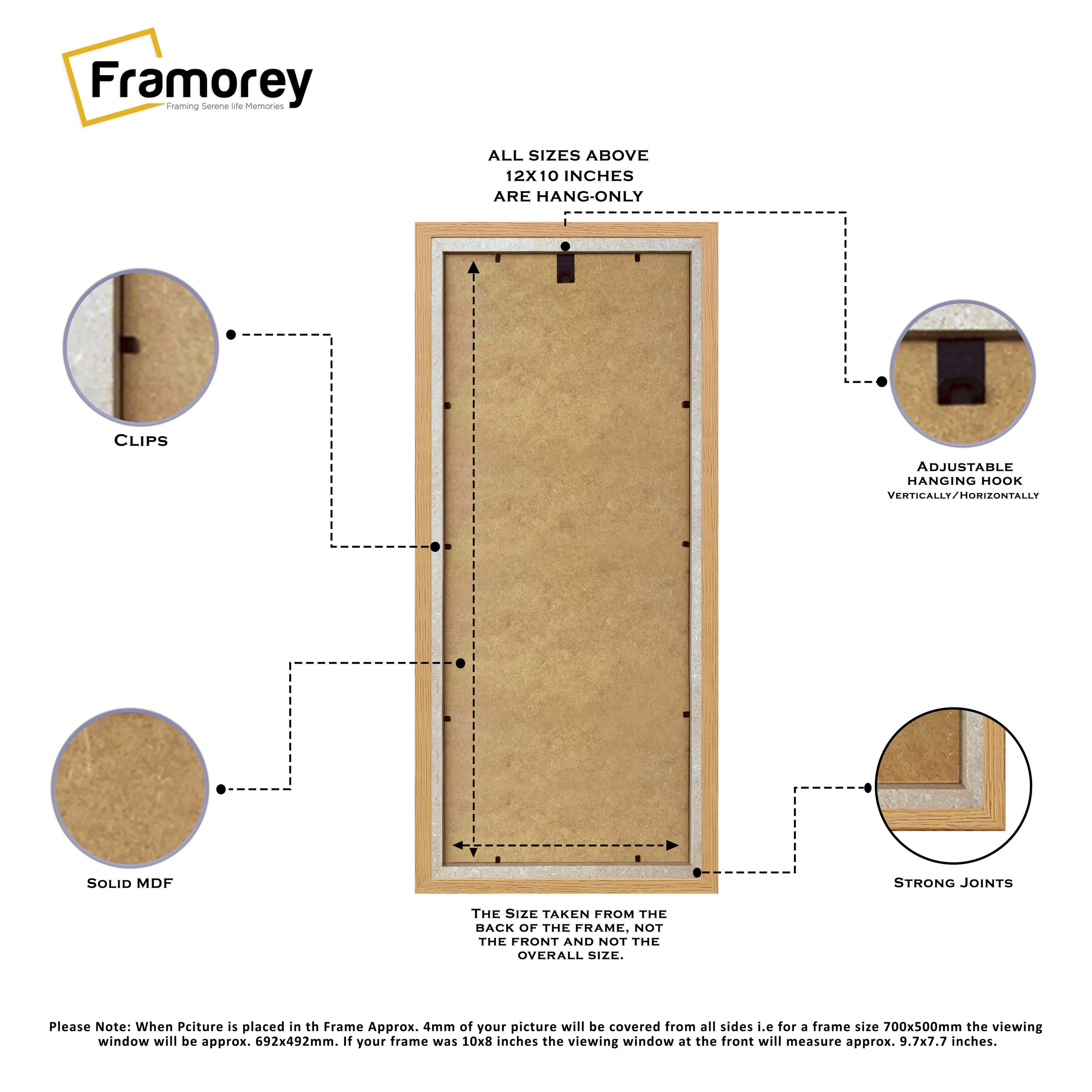 Antique Style Panoramic Size Oak Picture Frame Wall Art Photo Frame With White Mount