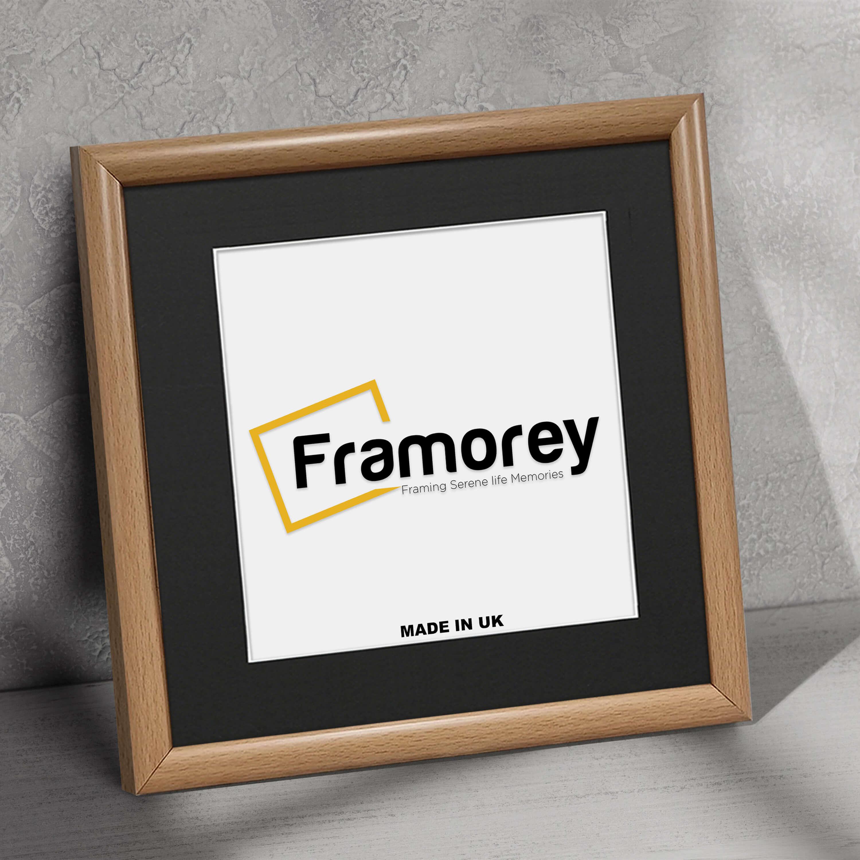 Square Size Oak Minimalist Photo Frame With Black Mount