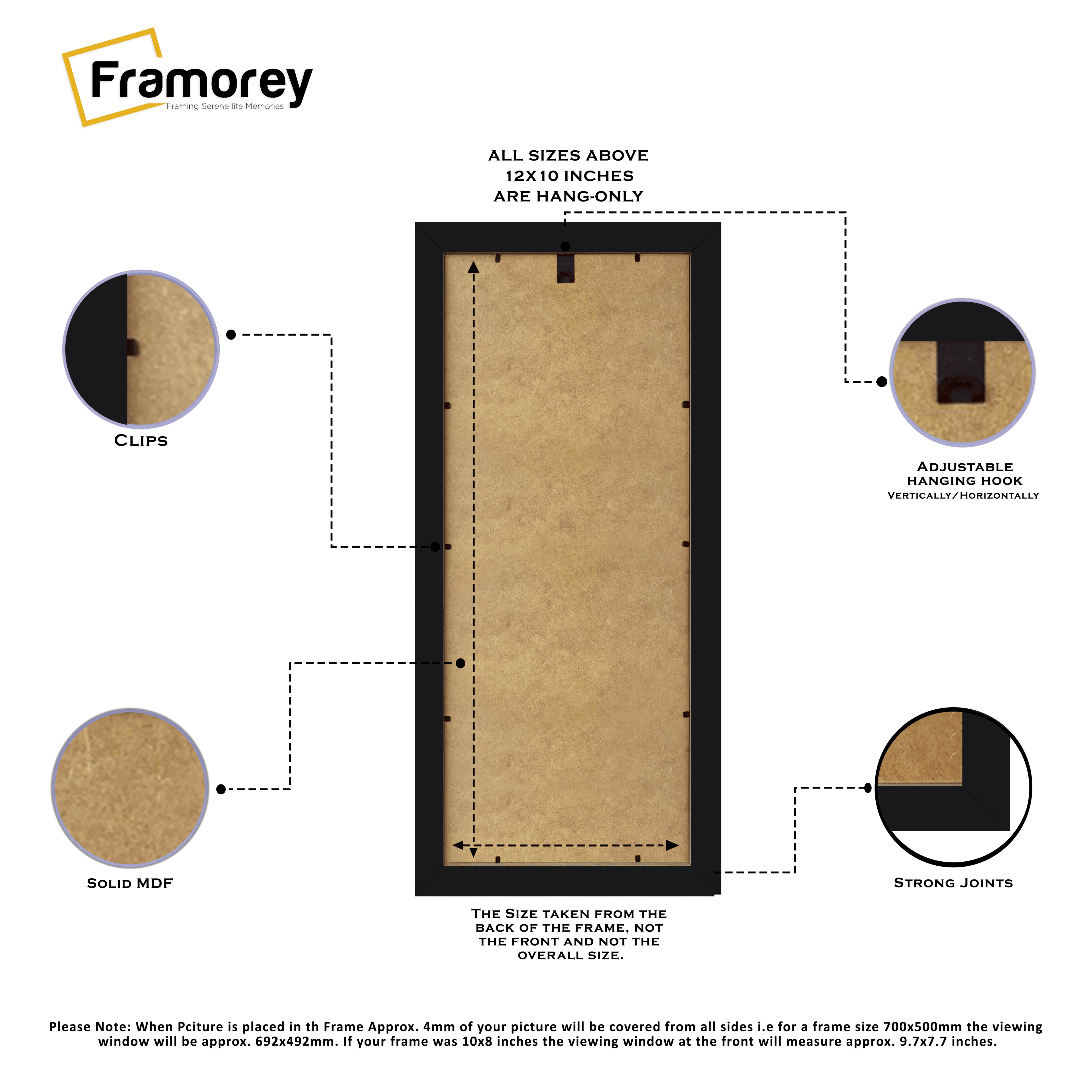 Panoramic Thin Ash Black Picture Frame With Ivory Mount Wall D?cor Frame