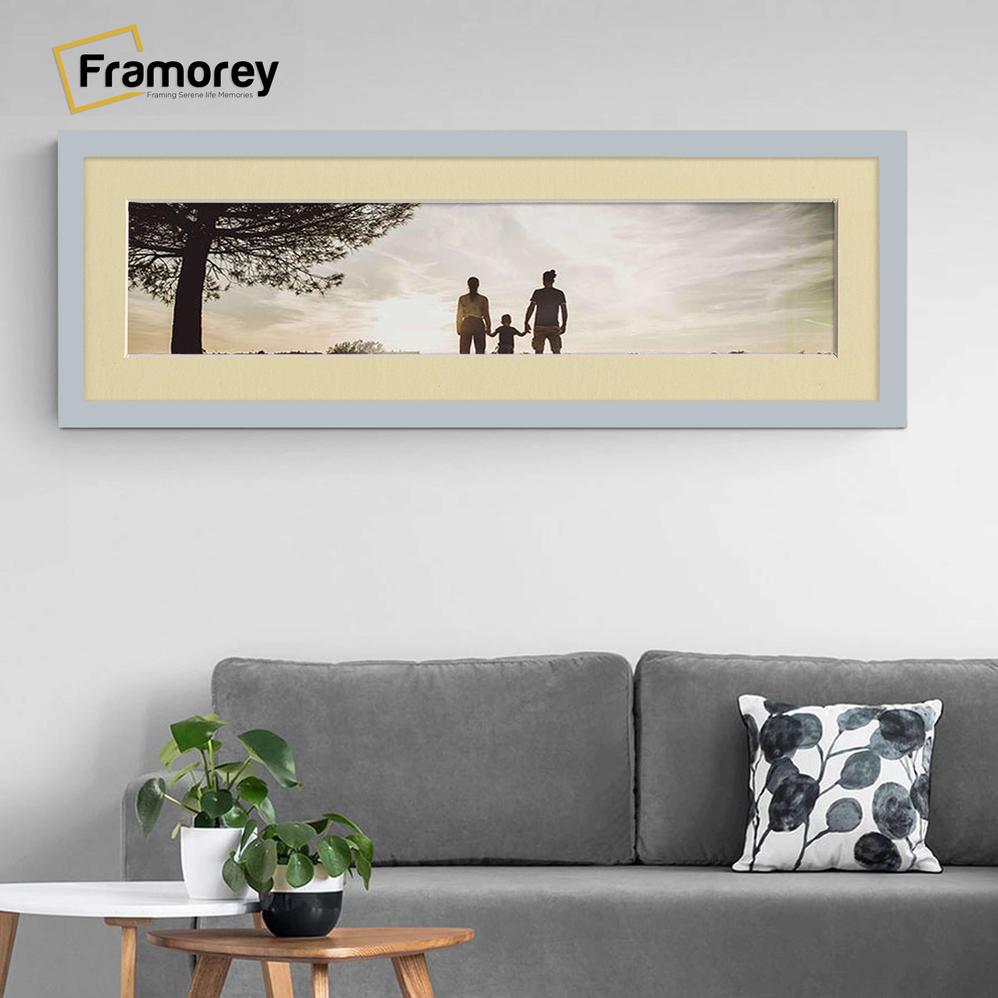  Panoramic Light Grey Picture Frame With Ivory Mount Wall Decor Frame